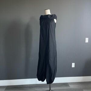 Italian Béatrez Black Draped Cocoon Jumpsuit Minimal Sculptural Size 40